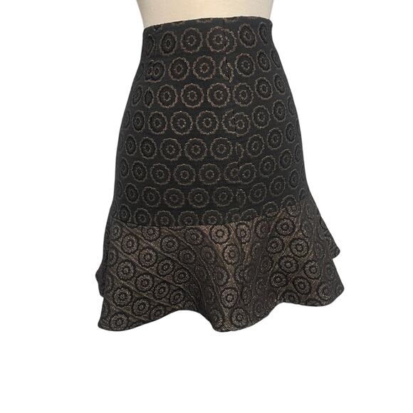 Trina Turk Black Ruffled Trumpet Mini Skirt size 6 - Picture 2 of 9